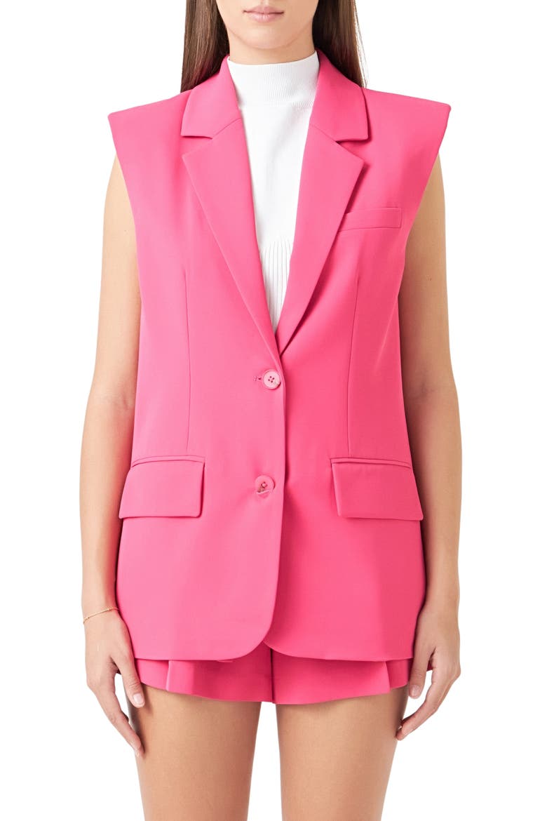 Oversize Blazer Vest, Main, color, FUCHSIA