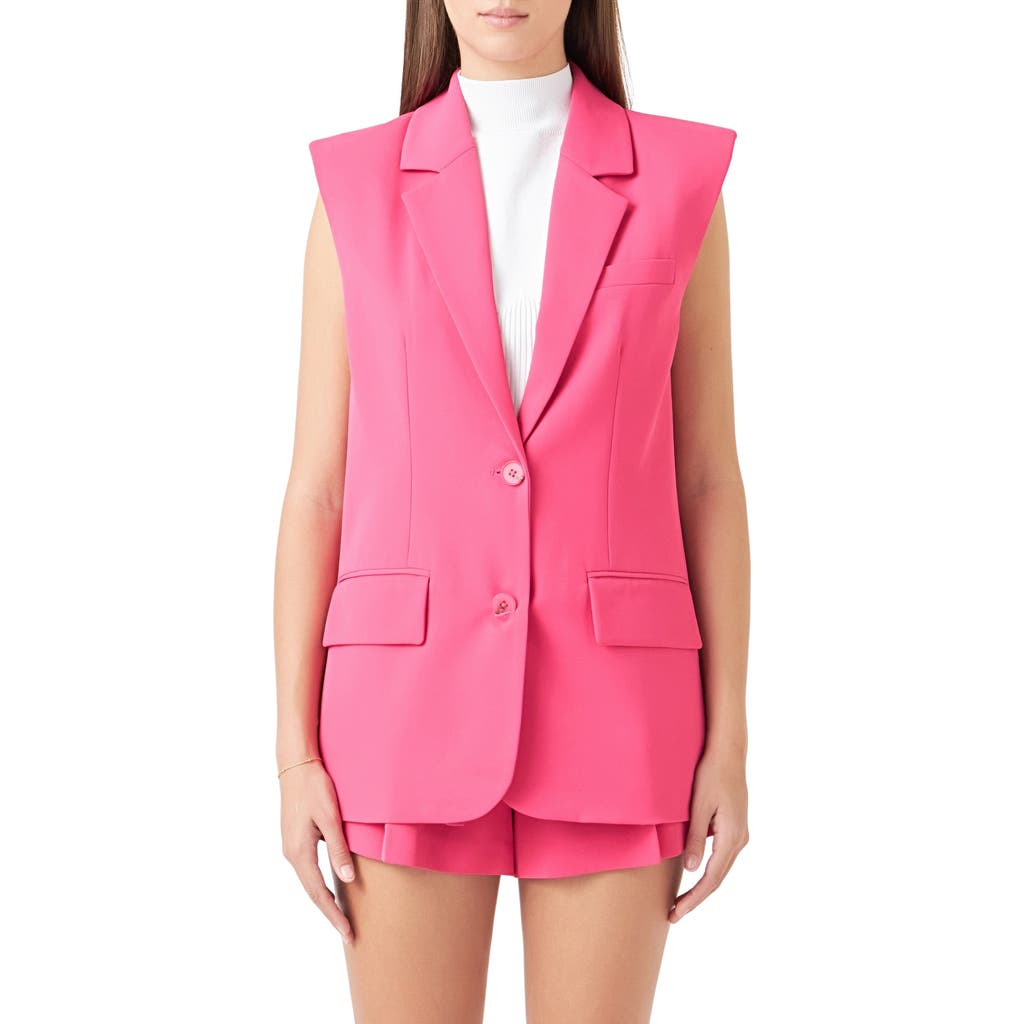 Endless Rose Sax Oversized Vest Blazer In Fuchsia In Fuchsia