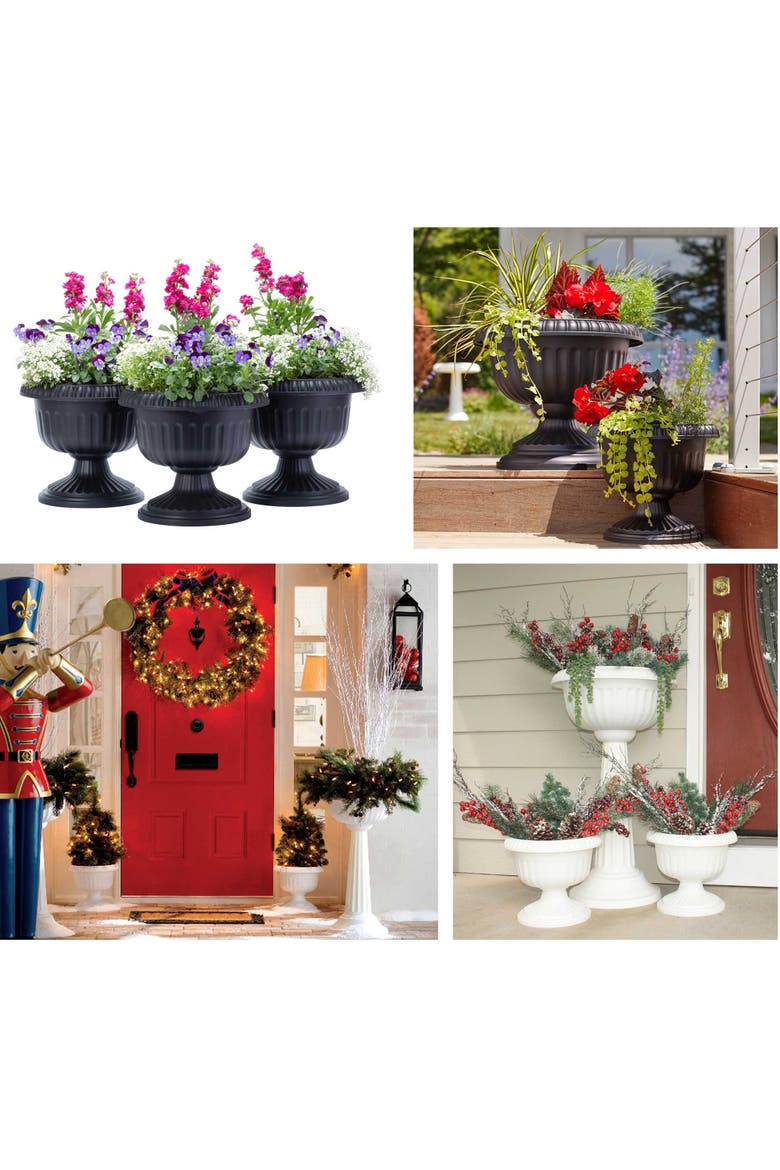 Grecian Urn Planter 12 Inch Casper White, Black, Alternate, color, Black