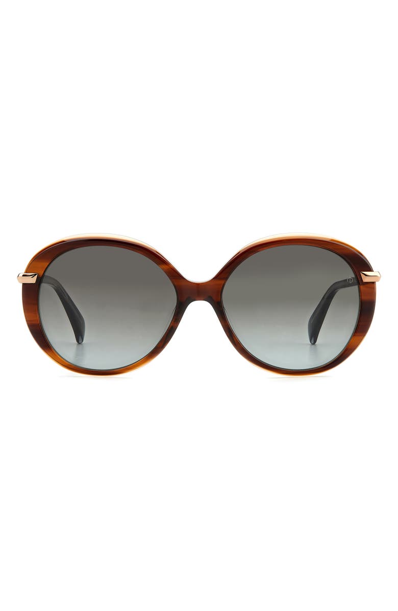 rag & bone 56mm Gradient Round Sunglasses, Main, color, Brown Horn/ Grey Shaded