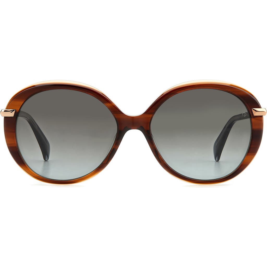 Rag & Bone 56mm Gradient Round Sunglasses In Brown Horn/grey Shaded