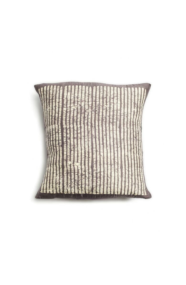 Studio Variously Maple Black Hand Wax Block Printed Stripes Mulberry Silk Pillow - Cover + Insert, Alternate, color, Black/Maple