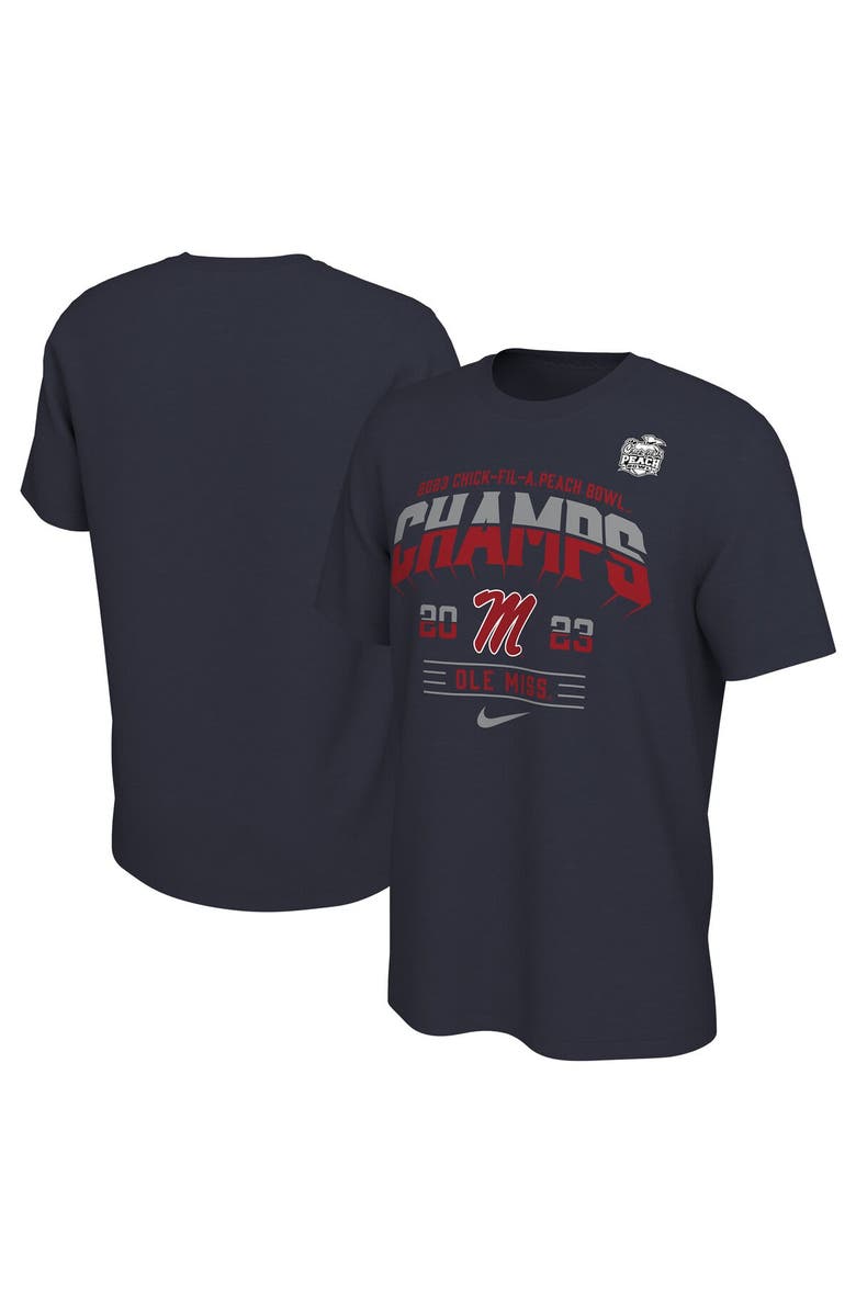Nike Men's Nike Navy Ole Miss Rebels 2023 Peach Bowl Champions Locker Room T-Shirt, Alternate, color, 