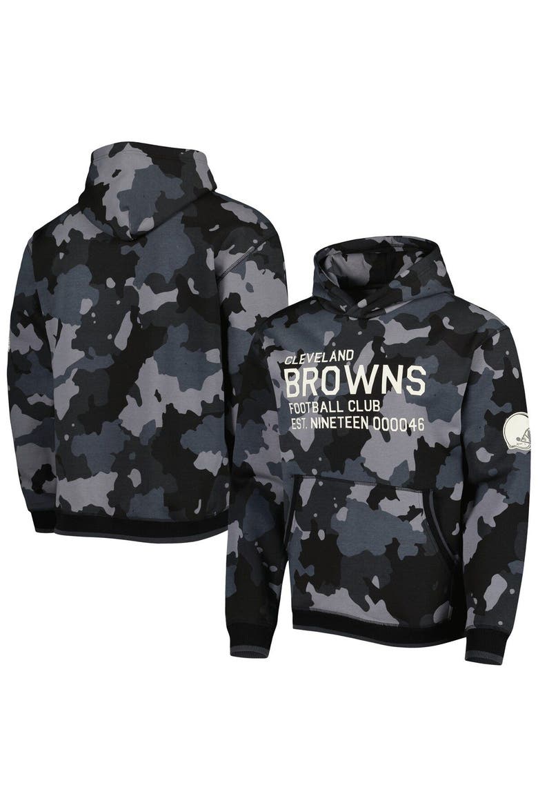 Men's The Wild Collective Black Cleveland Browns Camo Pullover Hoodie, Main, color, Black