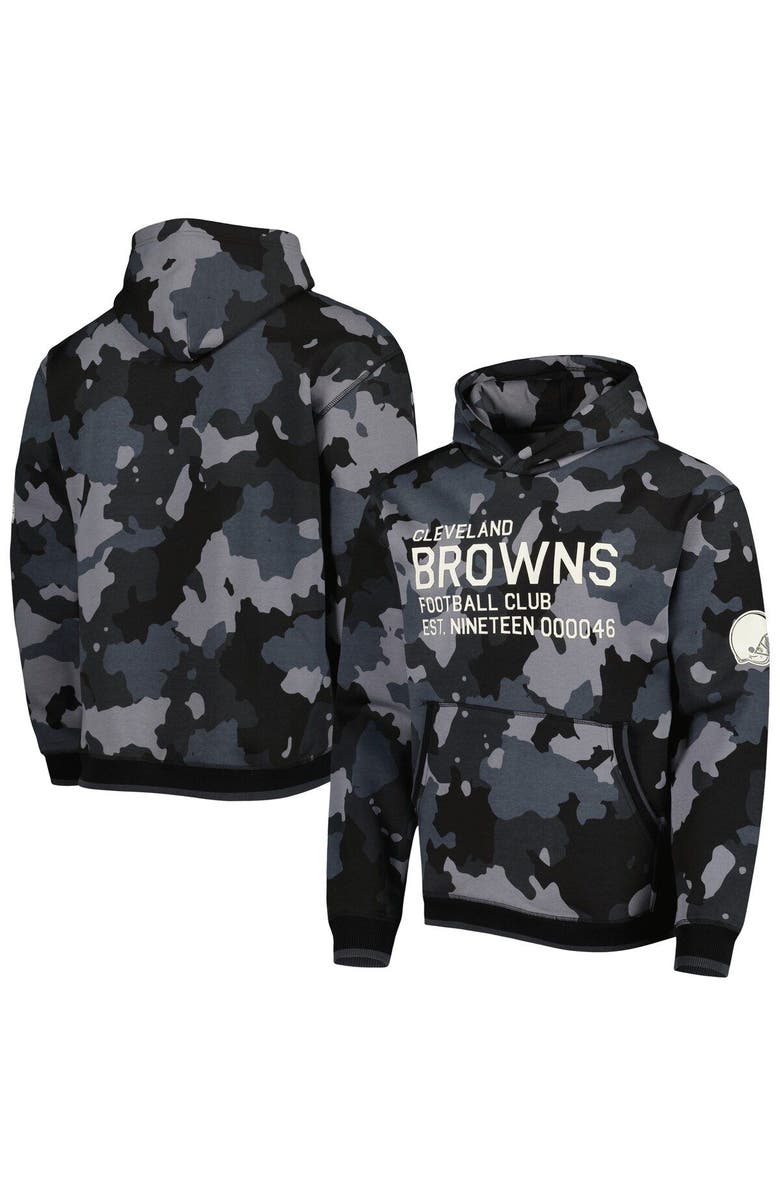 THE WILD COLLECTIVE Men's The Wild Collective Black Cleveland Browns Camo Pullover Hoodie, Main, color, Black