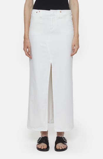 CLOSED CLOSED FRONT SLIT DENIM MIDI SKIRT