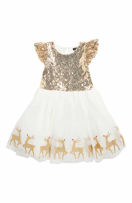 Kids' Sequin Reindeer Border Dress