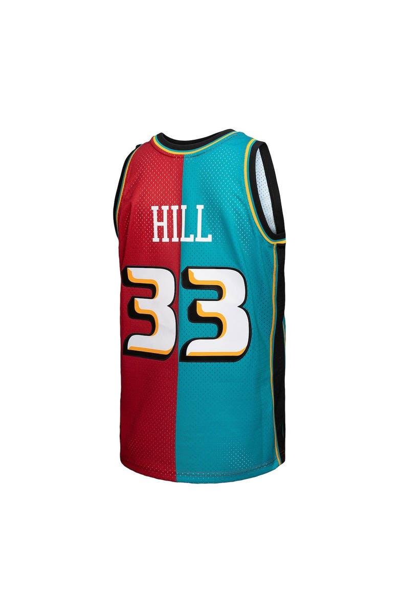 Mitchell & Ness Men's Mitchell & Ness Grant Hill Teal/Red Detroit Pistons Hardwood Classics 1999/00 Split Swingman Jersey, Alternate, color, 