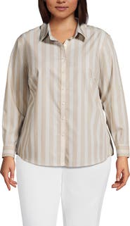 Lands' End Plus Size No Iron Button Front Shirt
