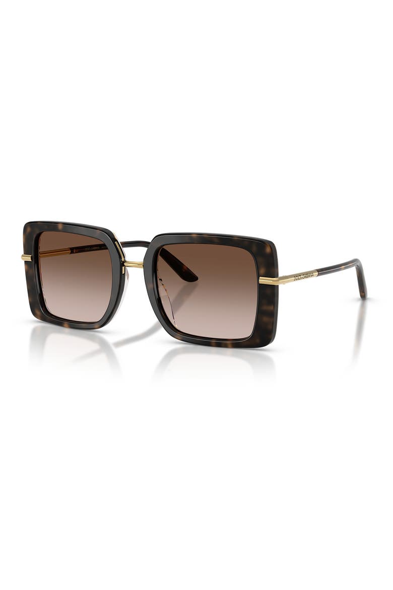 52mm Gradient Square Sunglasses, Alternate, color, HAVANA WHITE BARROW BROWN