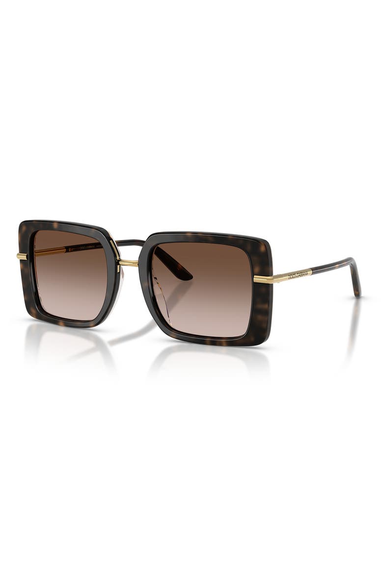 Dolce&Gabbana 52mm Gradient Square Sunglasses, Alternate, color, Havana White Barrow Brown