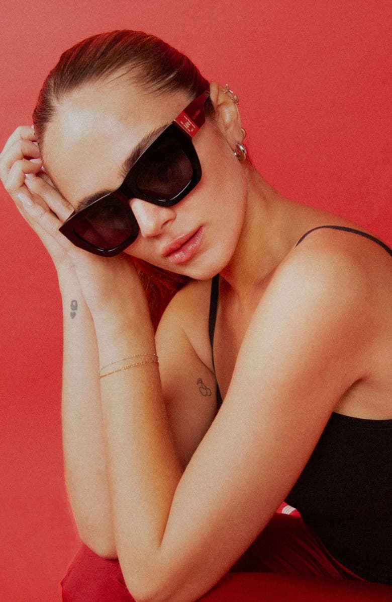 INDY Lainey Square Polarized Sunglasses, Alternate, color, Black