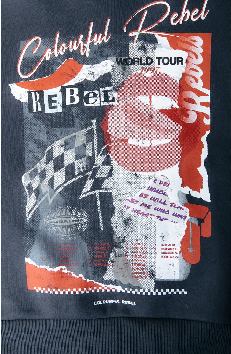 Colourful Rebel Collage Relaxed Sweat, Alternate, color, Washed Black