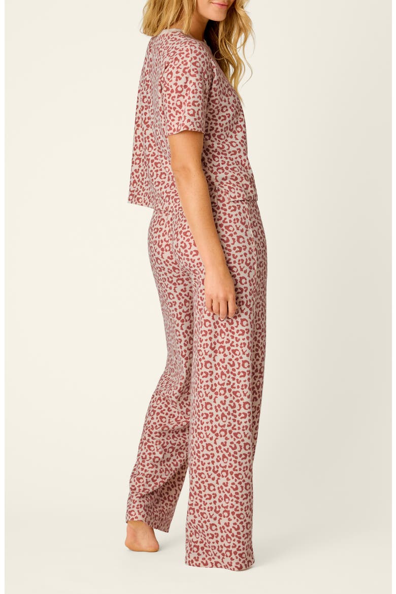 Waffle Knit Pajamas, Alternate, color, DARK WINE