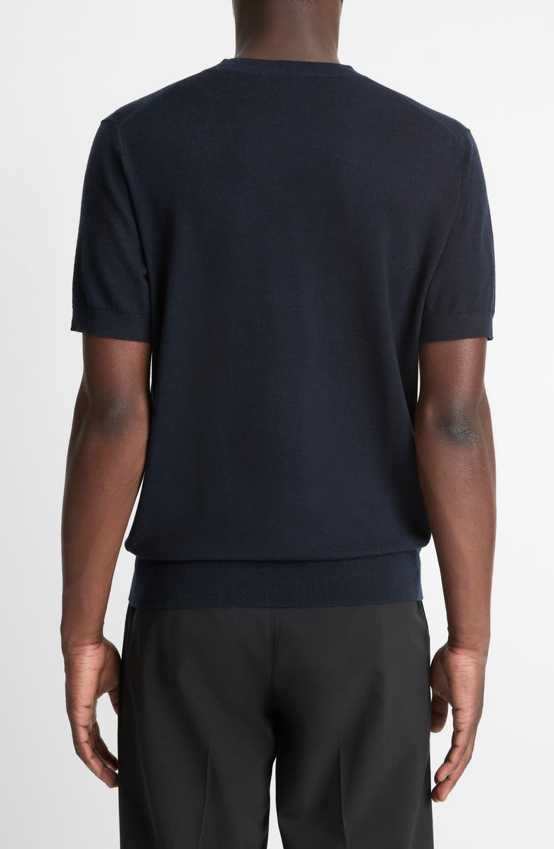 Vince Short Sleeve Wool & Cashmere Crewneck Sweater, Alternate, color, Coastal