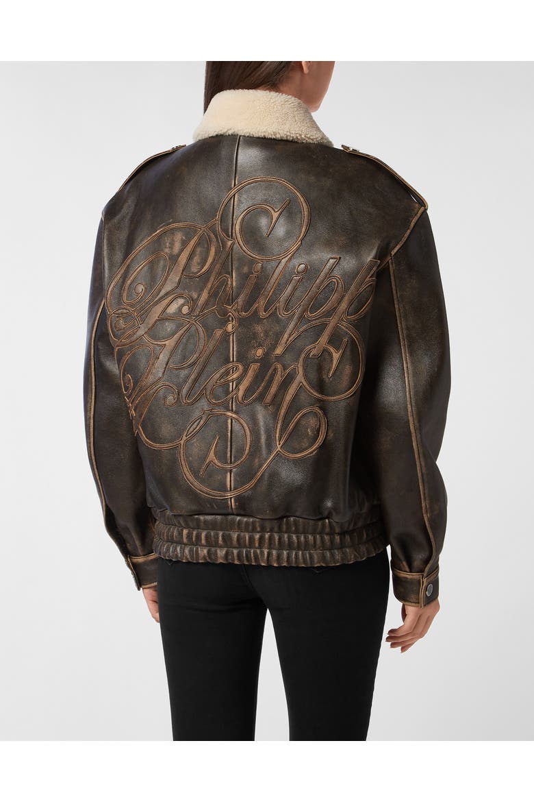 Leather Jacket Signature Women, Alternate, color, brown