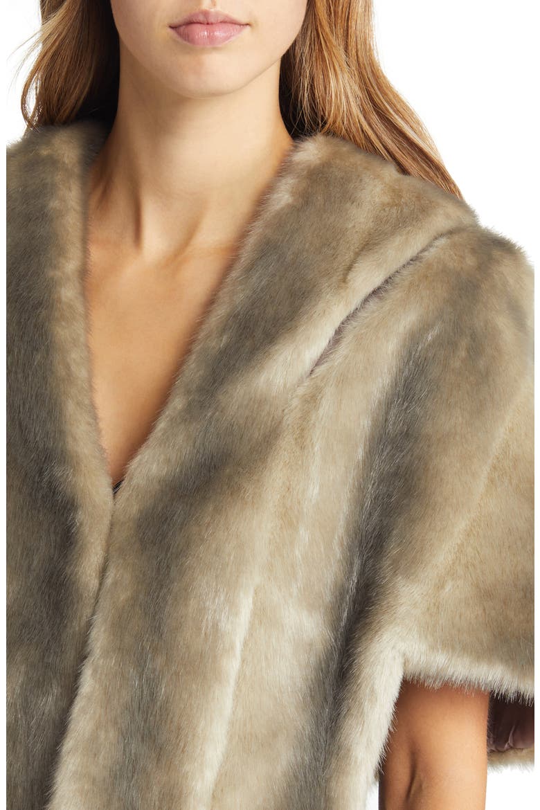 Faux Fur Capelet, Alternate, color, GREY
