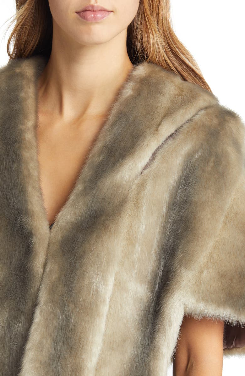 Eliza J Faux Fur Capelet, Alternate, color, Grey