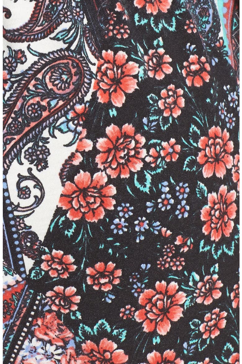 Long Sleeve Mixed Print Romper, Alternate, color, GREY/ PINK