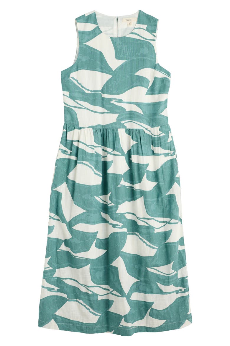 Brouse Abstract Print Sleeveless Organic Cotton Midi Dress, Alternate, color, ABSTRACT DUNES CHALK