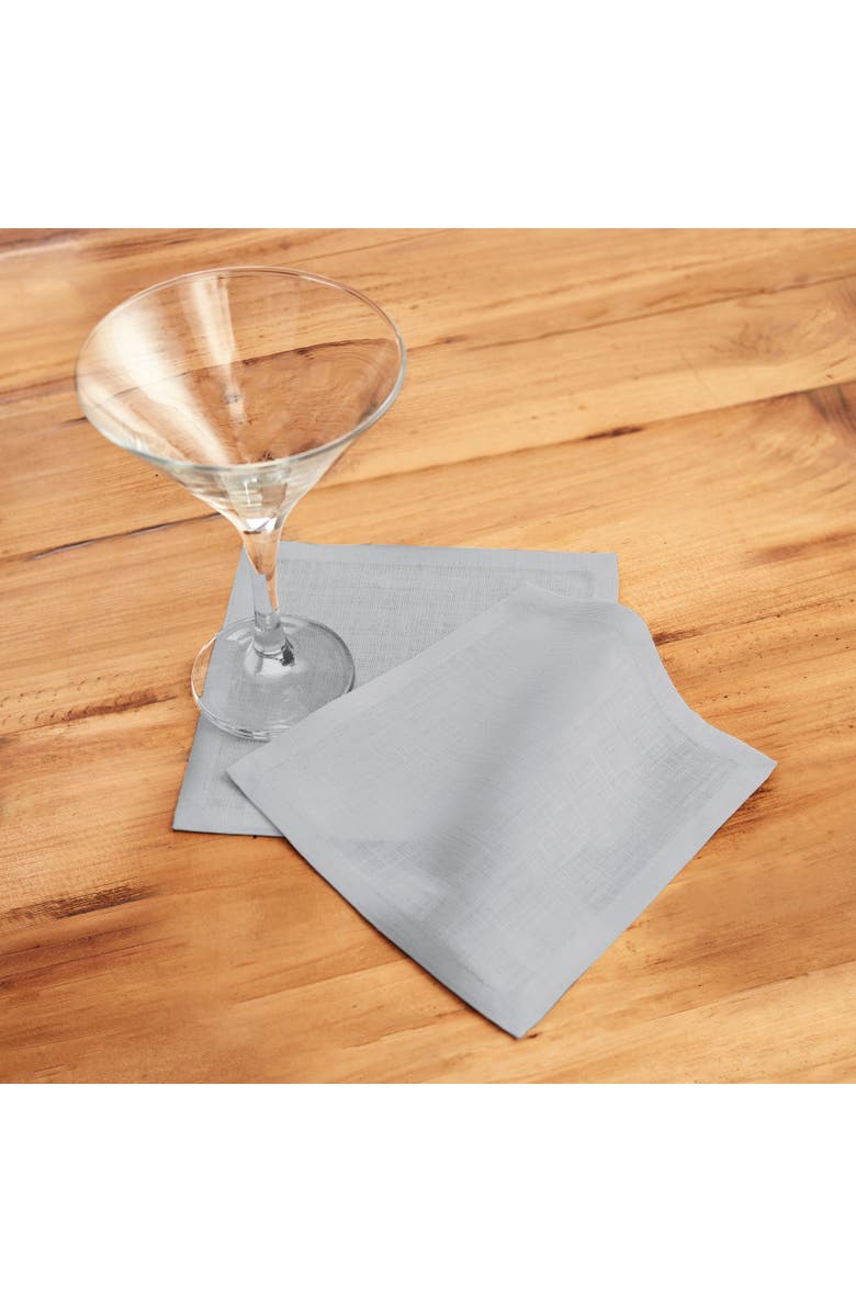 Solino Home Linen Cocktail Napkins - Fete, 6" x 6", Alternate, color, Soft Grey
