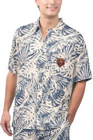 Margaritaville Men's Margaritaville Tan Chicago Bears Sand Washed Monstera Print Party Button-Up Shirt