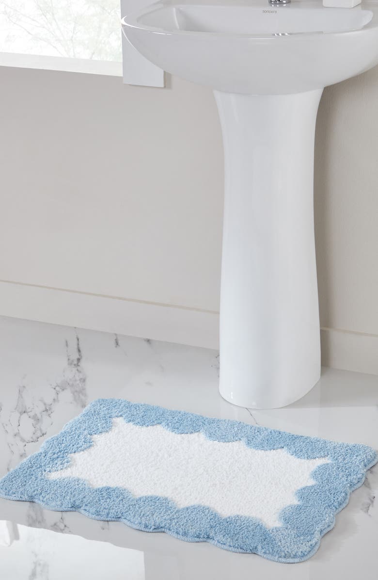 VCNY HOME Scalloped Edge Tufted Bath Mat, Alternate, color, Blue/ White