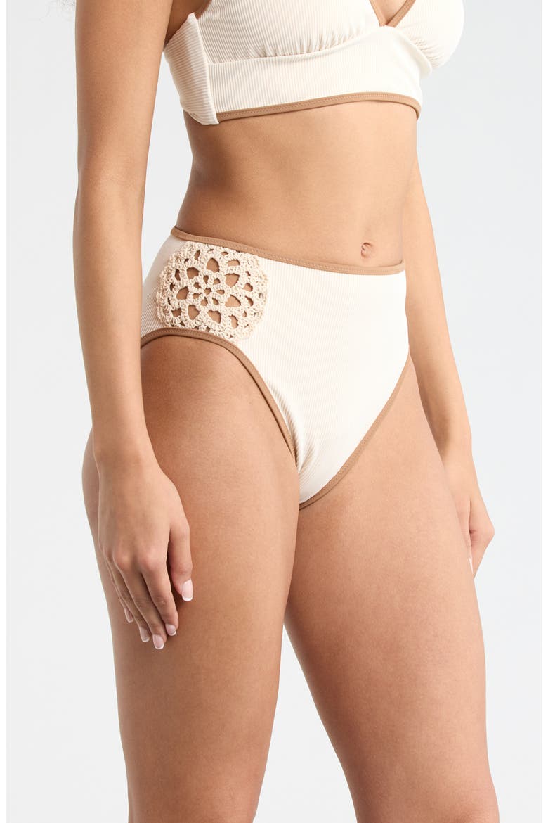 High Waist Bikini Bottoms, Alternate, color, WHITE SAND