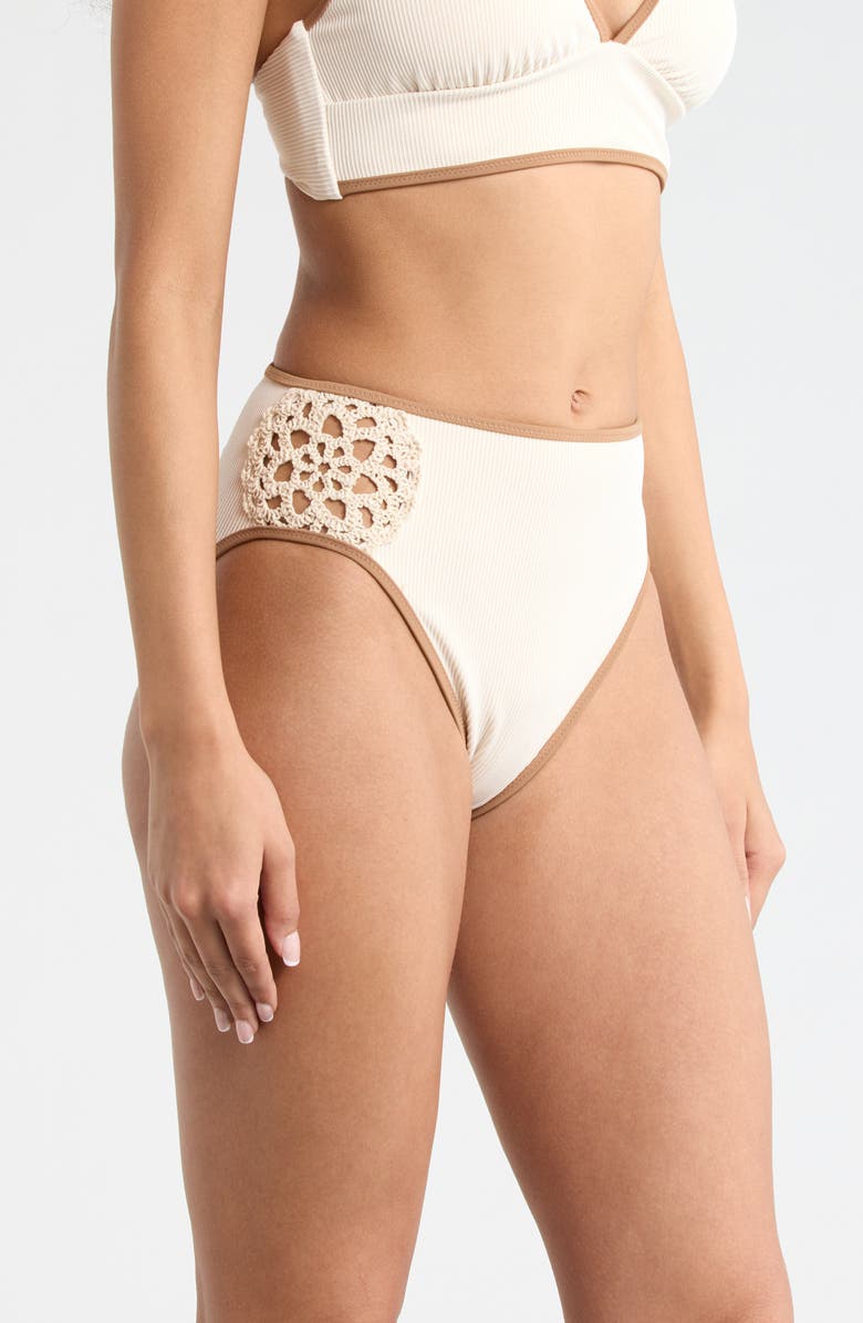 Sanctuary High Waist Bikini Bottoms, Alternate, color, White Sand