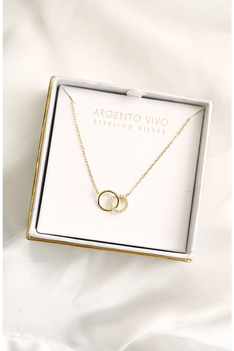 Cubic Zirconia Interlocking Pendant Necklace, Alternate, color, GOLD