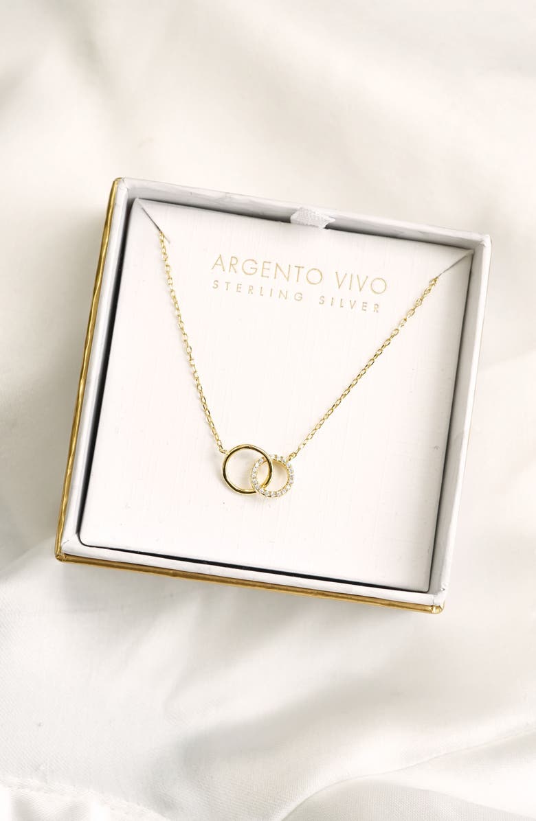 Argento Vivo Sterling Silver Cubic Zirconia Interlocking Pendant Necklace, Alternate, color, Gold
