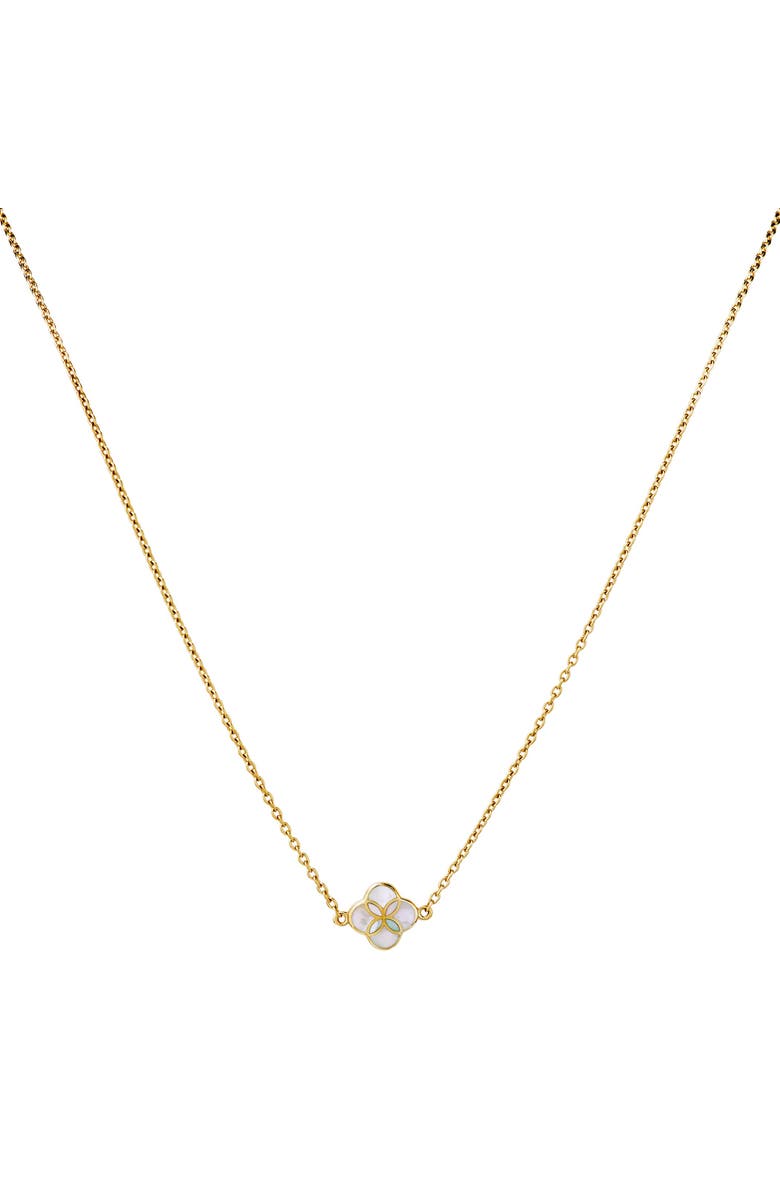 Jan Leslie Sterling With 18K Gold Overlay And Gemstones Single Petal Station Necklace, Alternate, color, White