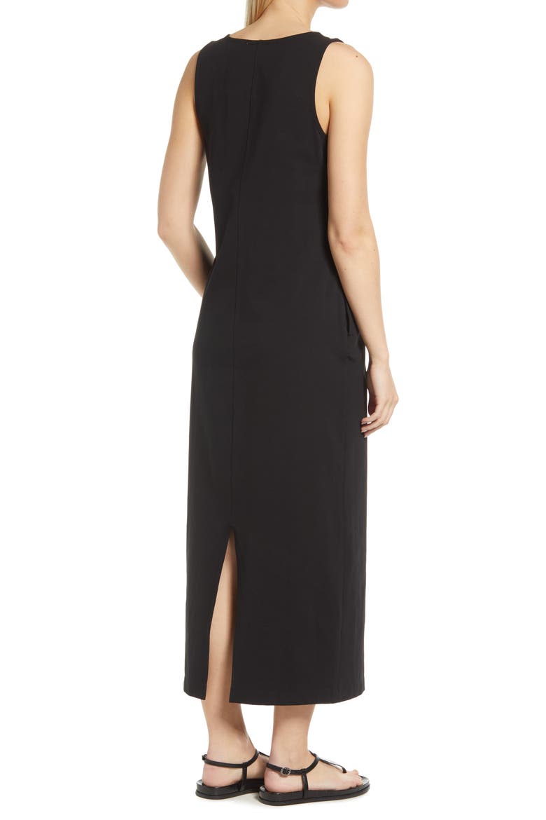 V-Neck Stretch Cotton Shift Dress, Alternate, color, BLACK