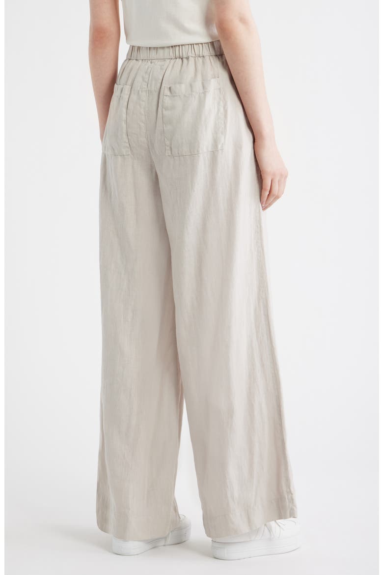 Madeline Patch Pocket Pull-On Linen Pants, Alternate, color, SAND