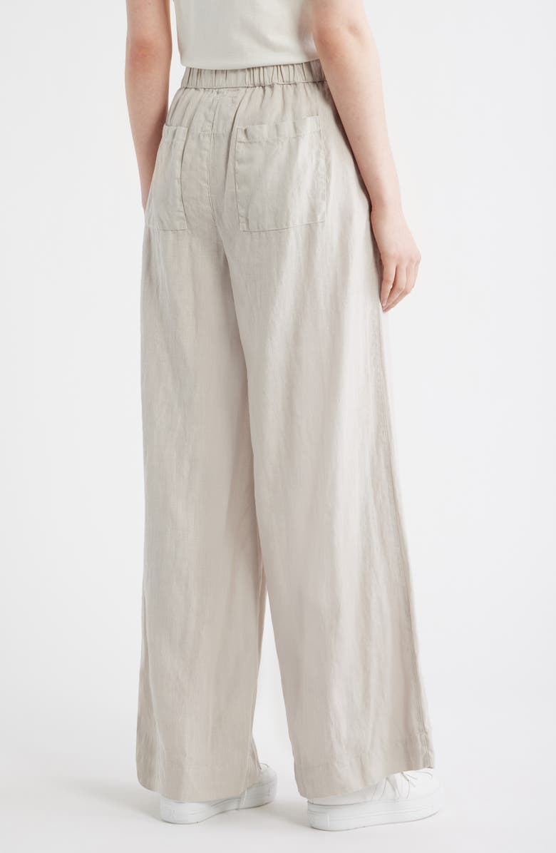 Frank & Eileen Madeline Patch Pocket Pull-On Linen Pants, Alternate, color, Sand