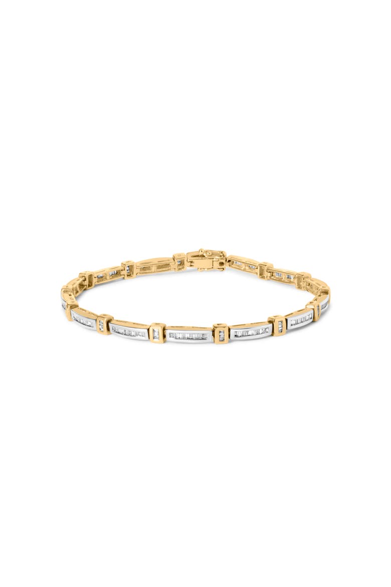 14K Yellow Gold 1.00 Cttw Baguette Diamond Channel Link Bracelet, Main, color, Yellow Gold