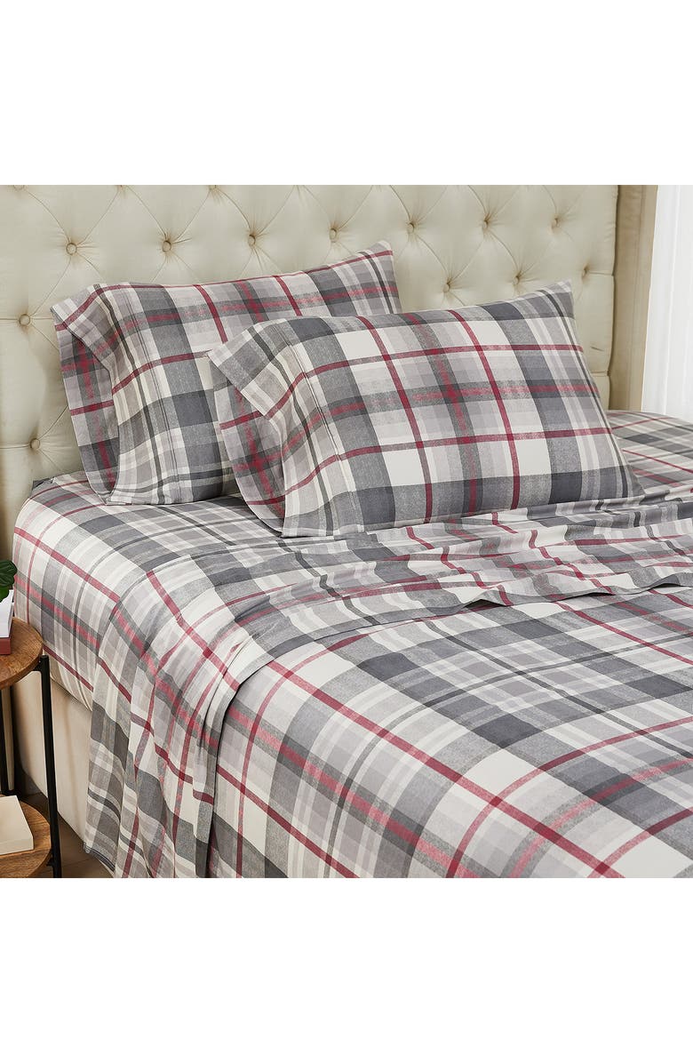 SOUTHSHORE FINE LINENS Highland Collection Extra Deep Cotton Sheet Set, Alternate, color, Grey