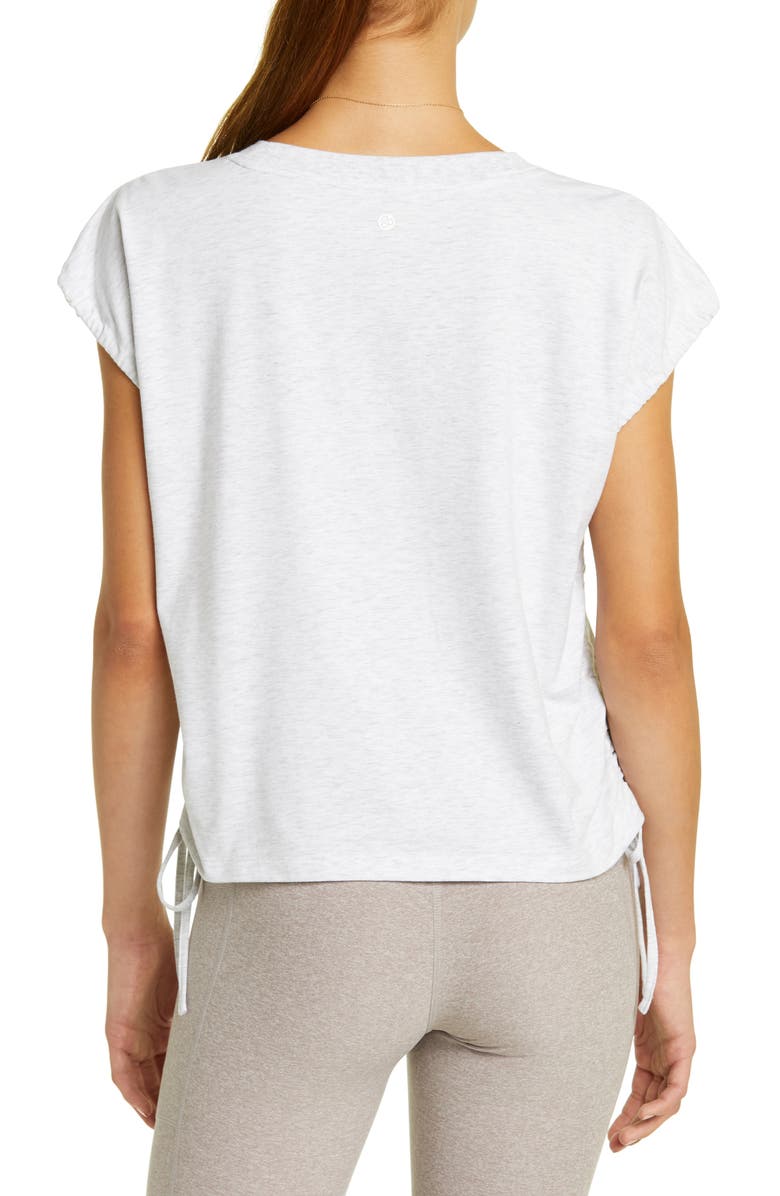 Zella Ruched Side Tie Pima Cotton Blend T-Shirt, Alternate, color,