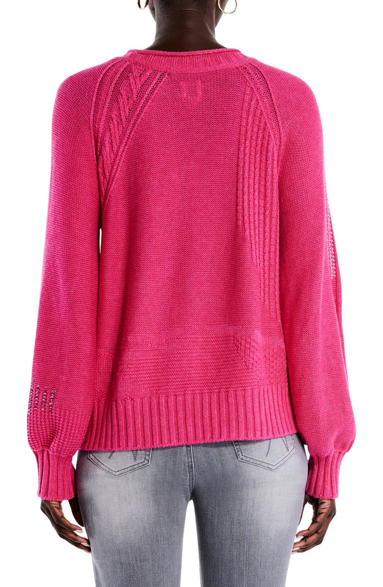 NIC+ZOE Crafted Cables Sweater, Alternate, color, Pink Multi