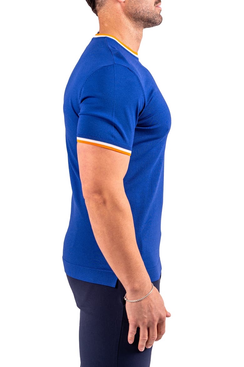Tipped Short Sleeve Sweater, Alternate, color, BLUE