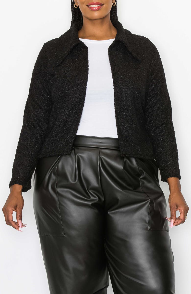 L I V D Erica Faux Shearling Crop Jacket, Main, color, Black