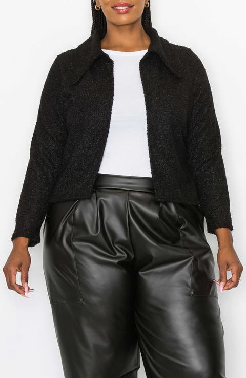 Erica Faux Shearling Crop Jacket (Plus)