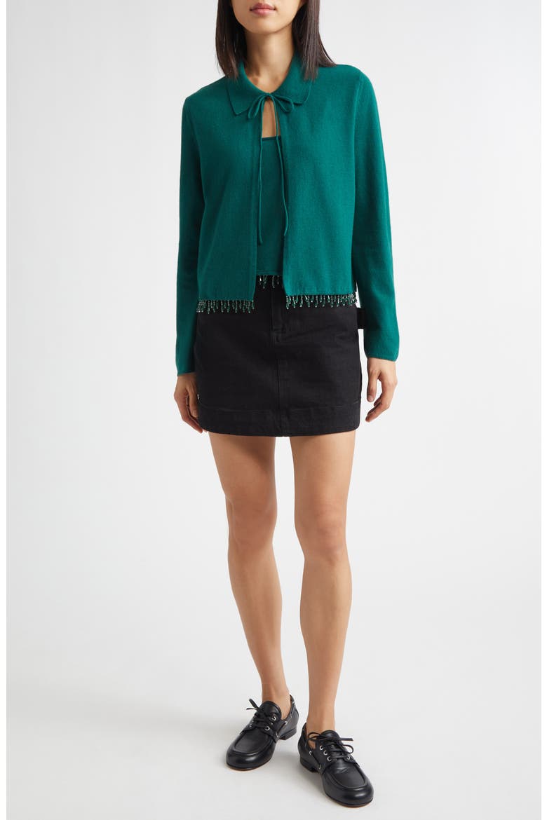Lodge Beaded Cashmere Camisole, Alternate, color, DARK GREEN