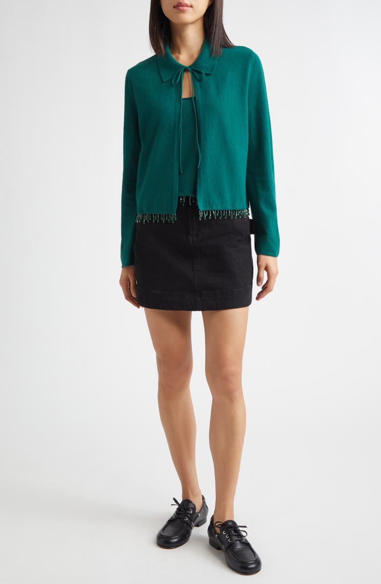 Bode Knolly Brook Cotton Twill Miniskirt, Alternate, color, Black