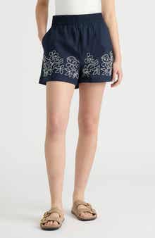 NVLT Floral Embroidered Poplin Shorts