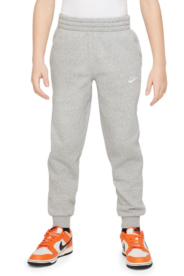 Kids' Club Fleece Joggers, Main, color, 063 GREY HTR/ GREY/ WHITE