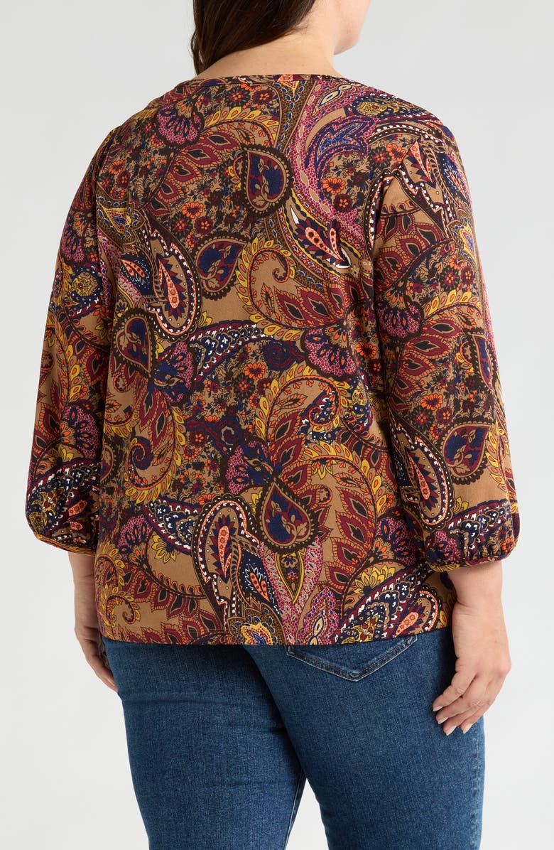 Jones New York Moss Print Crepe Top, Alternate, color,