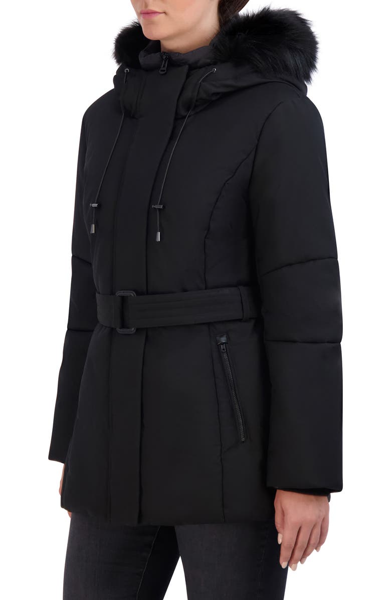 Cole Haan Water Resistant Belted Stretch Twill Jacket with Bib, Alternate, color, 