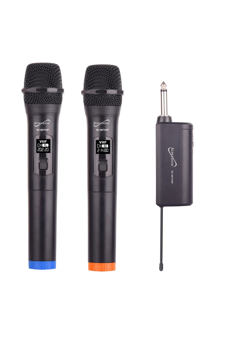 VHF Dual Fix Channel Wireless with Microphones, Main, color, Black