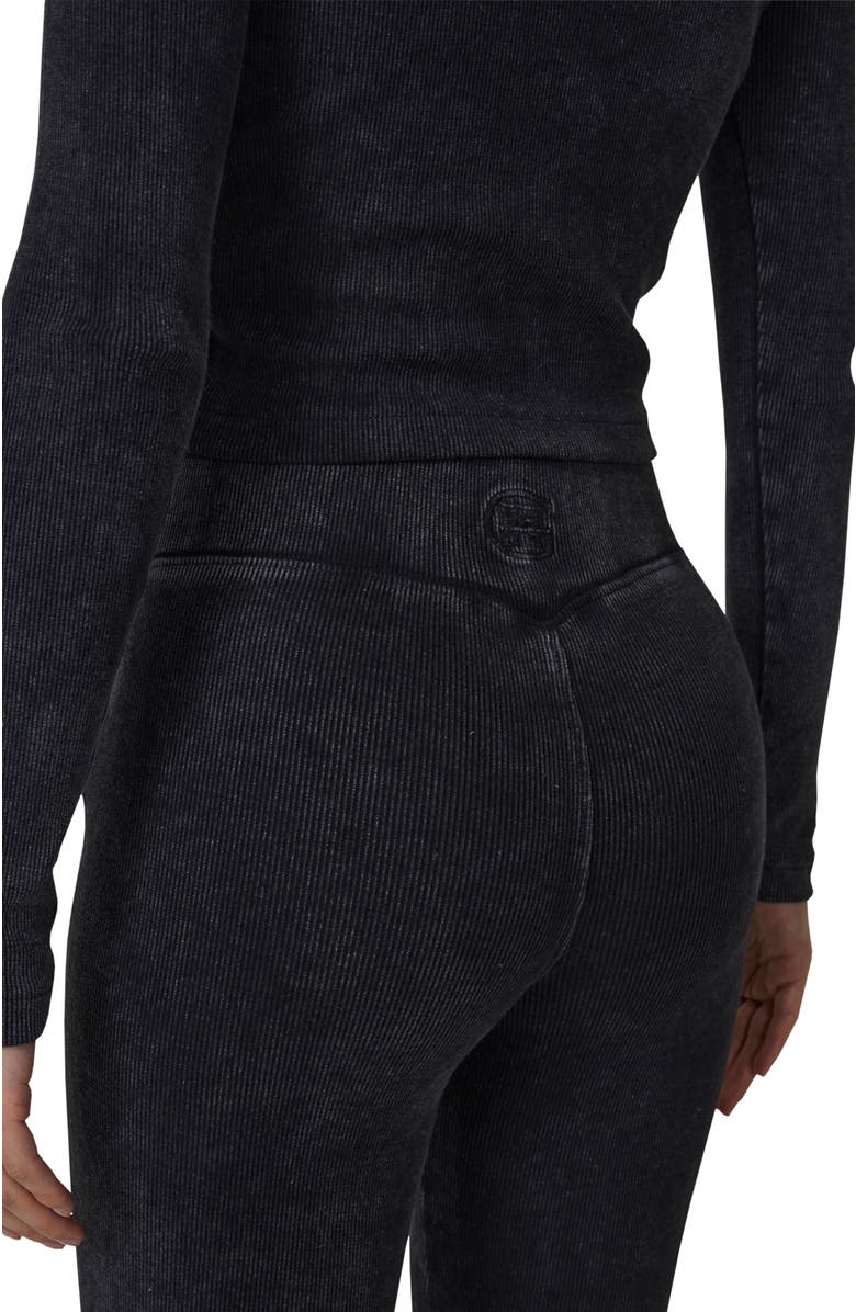 Good For Nothing Ribbed Vintage Flared Leggings, Alternate, color, Black